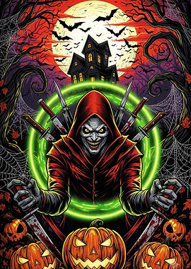 Sinister Hooded Figure Halloween Illustration
