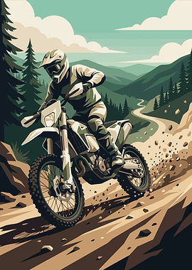 Motocross Rider on Mountain Trail