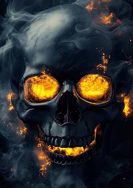Fiery Skull with Smoke