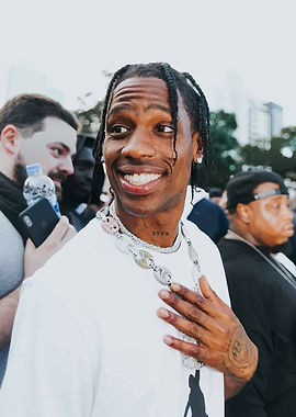 Travis Scott Smiling in White T-shirt