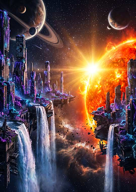 Floating City in Deep Space