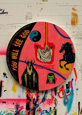 Surreal Contemporary Art Circular Painting