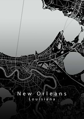 New Orleans Louisiana City Map Poster