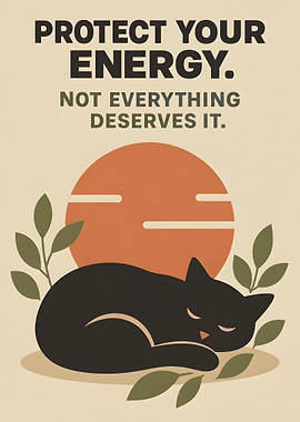 Protect Your Energy Cat Poster