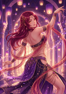 Anime Dancer in Purple Silk