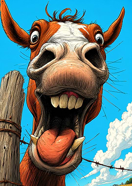 Funny Cartoon Horse Close-up