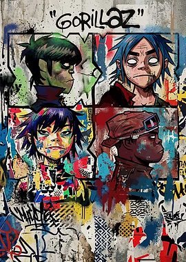 Gorillaz Band Graffiti Art Poster