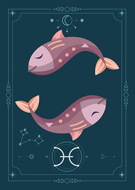Pisces Zodiac Sign Illustration