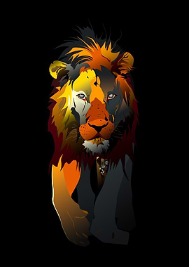 Geometric Lion Portrait Gold Variant