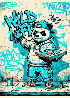 Graffiti Panda with Pizza Box