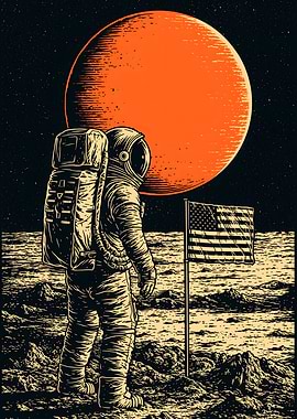 Astronaut Standing on Moon Surface