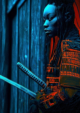 Warrior Woman with Katana Sword