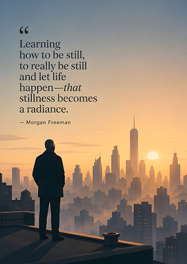 Morgan Freeman Inspirational Cityscape Quote Poster