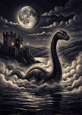 Loch Ness Monster by Moonlight