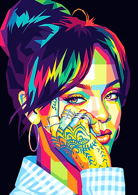 Colorful Pop Art Portrait of Rihanna