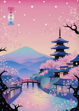 Kyoto Cherry Blossom Landscape Art
