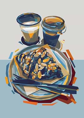Colorful illustration of Pastry and Coffee