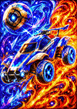 Rocket League Stained Glass Art