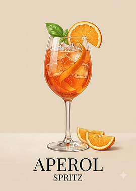 Aperol Spritz Cocktail Poster