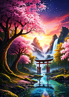 Enchanted Cherry Blossom River