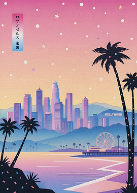 Los Angeles Sunset Skyline Art
