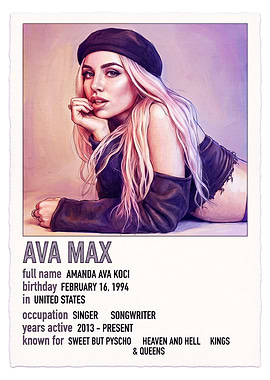 Ava Max Celebrity Information Poster