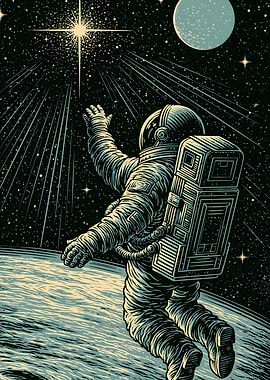 Astronaut Reaching for a Bright Star