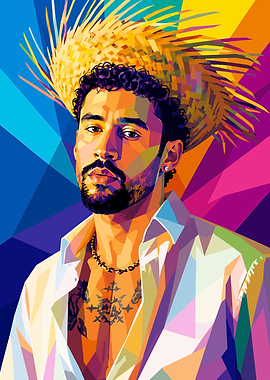 Bad Bunny Pop Art Portrait