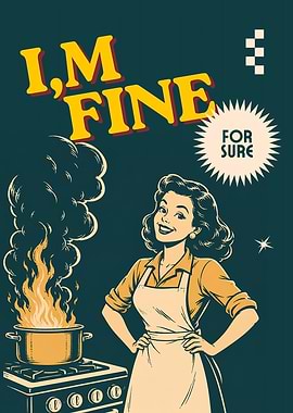 I'm Fine Retro Kitchen Poster