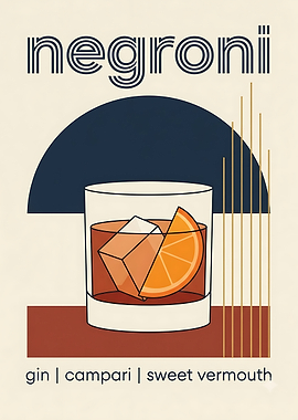Minimalist Negroni Cocktail Art Print