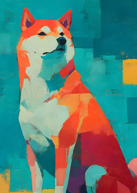 Abstract Shiba Inu Oil Painting