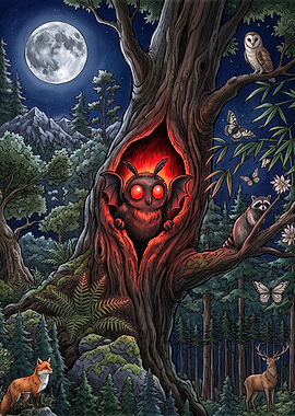 Mothman in a Hollow Tree