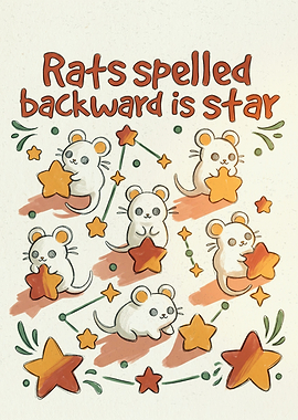 Cute Rats and Stars Illustration