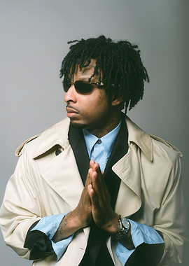 21 Savage Portrait in Trench Coat