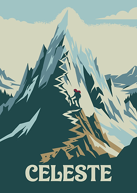 Celeste Mountain Video Game Poster