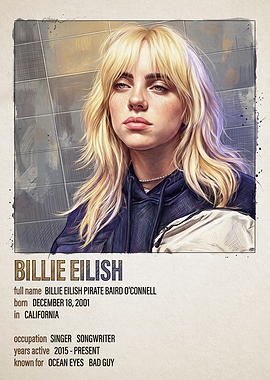 Billie Eilish Minimalist Portrait Poster