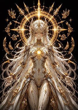 Celestial Goddess with Golden Halo