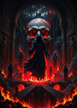 Grim Reaper in Hellish Underworld