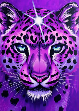 Vibrant Purple Leopard Portrait