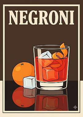 Vintage Negroni Cocktail Poster