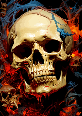 Gothic Skull with Fiery Accents