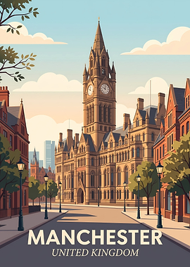 Manchester Town Hall Travel Poster