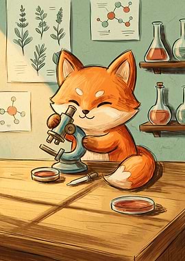 Cute Fox Scientist in Laboratory