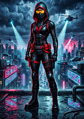 Cyberpunk Vigilante in Neon City Subnautica