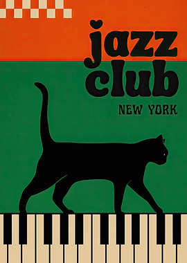 Jazz Club New York Cat Poster