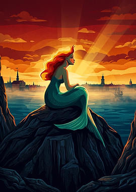 The Little Mermaid Sunset Silhouette