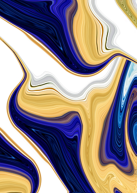 Abstract Blue and Gold Marble Swirl