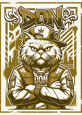 Don Cat Graffiti Style Poster