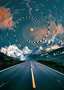 Surreal Mountain Road Hypnotic Sky