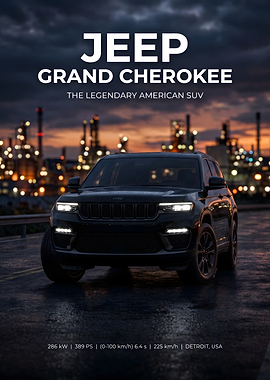 Jeep Grand Cherokee Industrial Sunset Poster